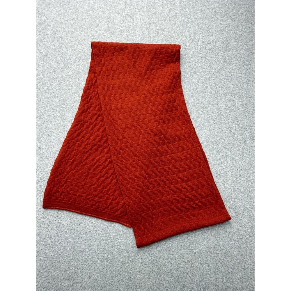 You Young Coveri Scarf Mens One Size Orange Cable Knit Made In Italy Wool Warm